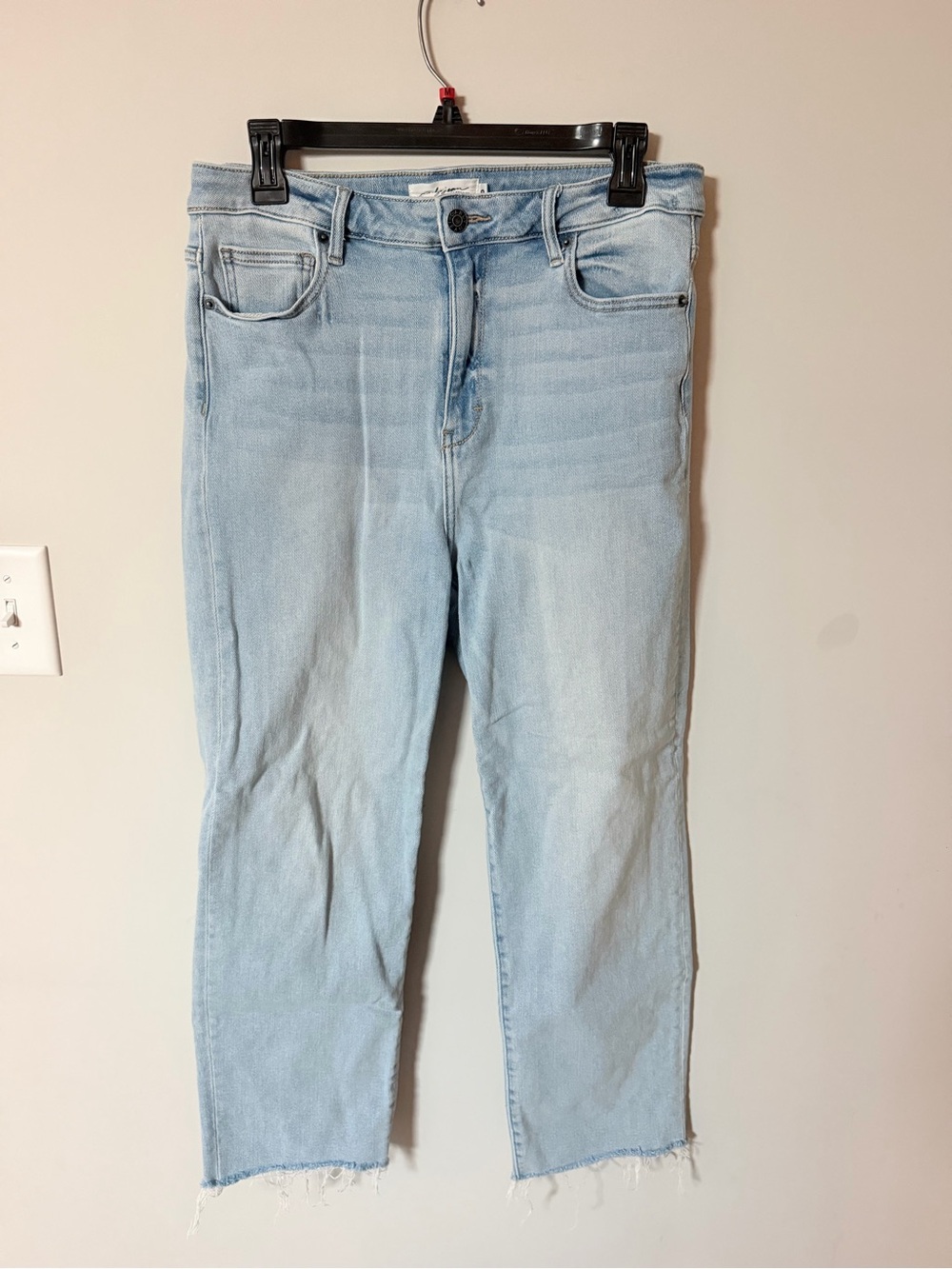 Carly Jean Los Angeles Light Blue Cropped Straight Jeans